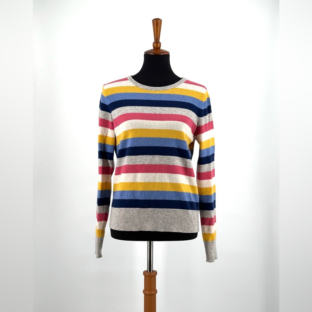 C&C California Cashmere Colorful Striped Crewneck Sweater Size M